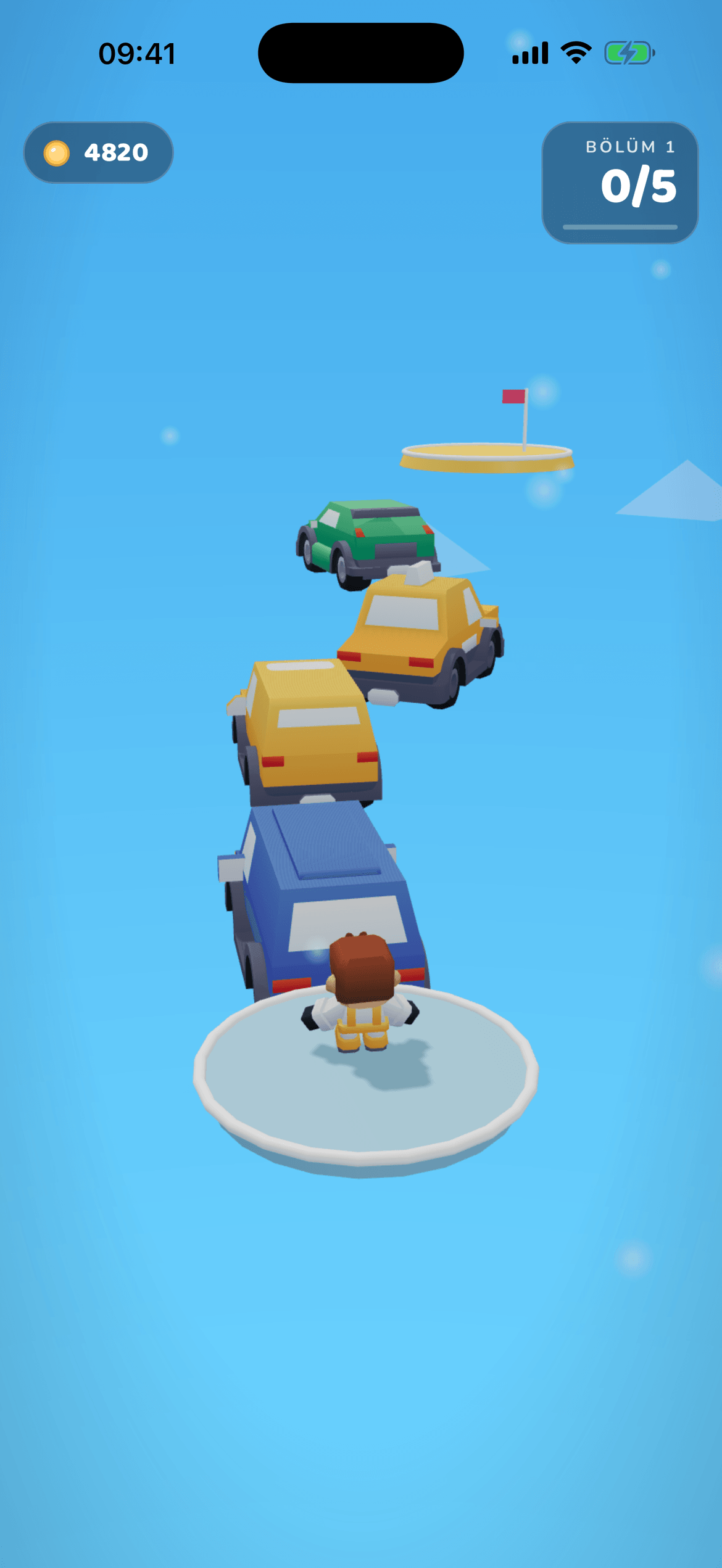 The first level, hopping over cars